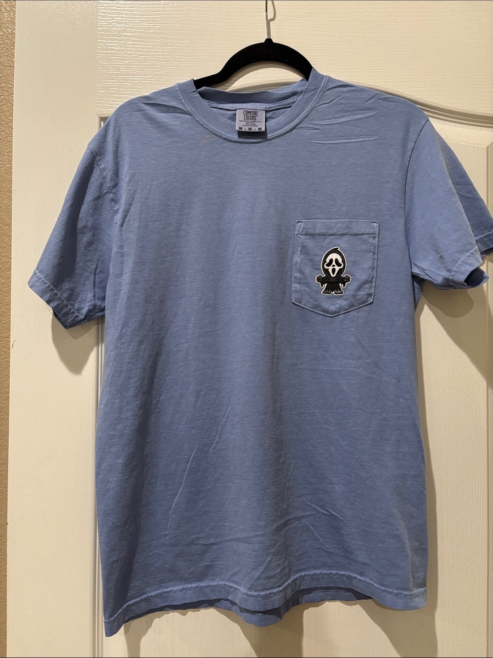 Comfort Colors Light Blue Men's Pocket Tee with Ghost Patch